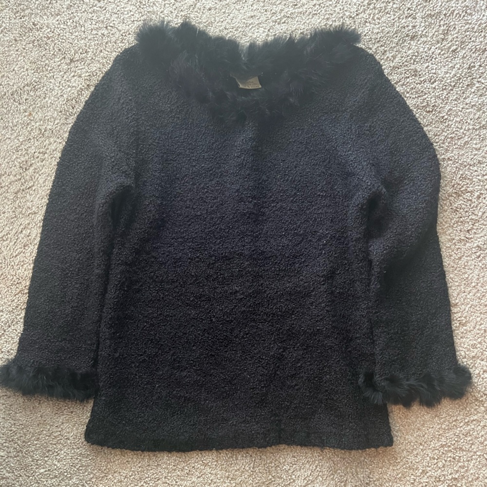 Escada Black Faux Fur Trim Jacket